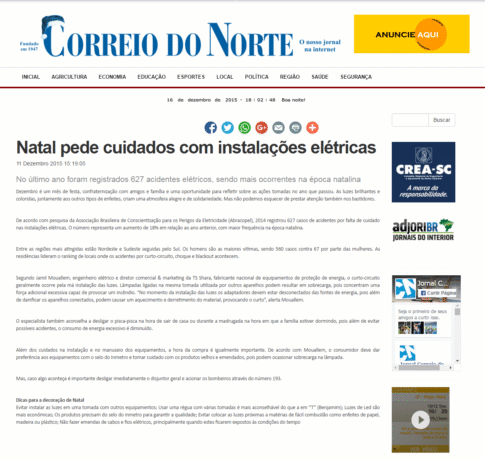 Noticia: Natal pede cuidados com instalações elétricas - Correio do Norte