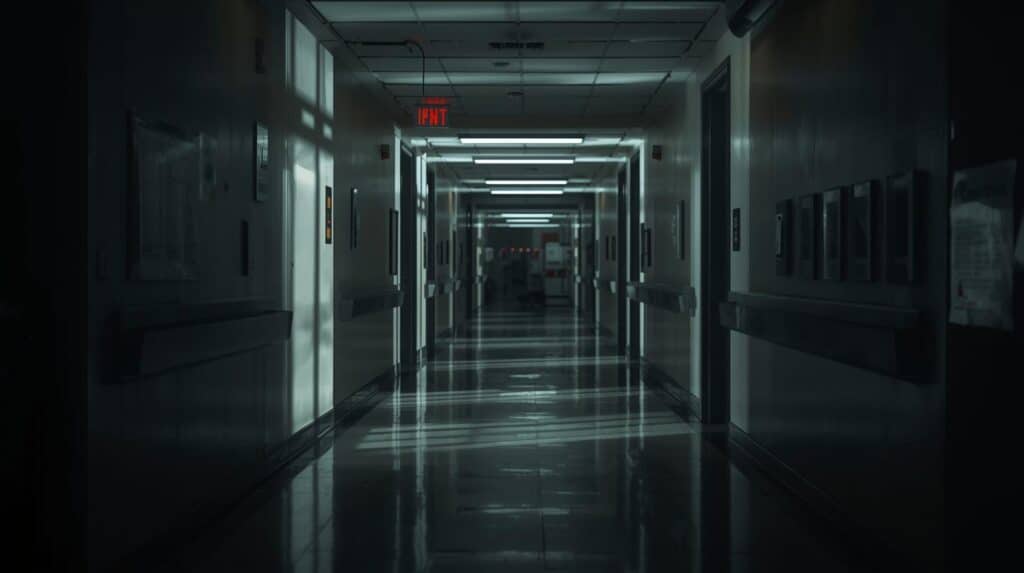 corredor de hospital sem energia