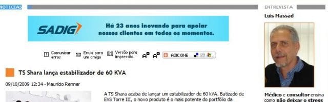 TS Shara lança Estabilizador de 60 KVA - Baguete