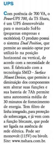 Noticia: Nobreak Power UPS - TS Shara