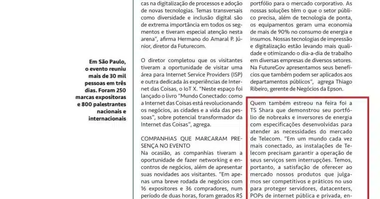 Noticia: revista PartnerSales sobre TS Shara
