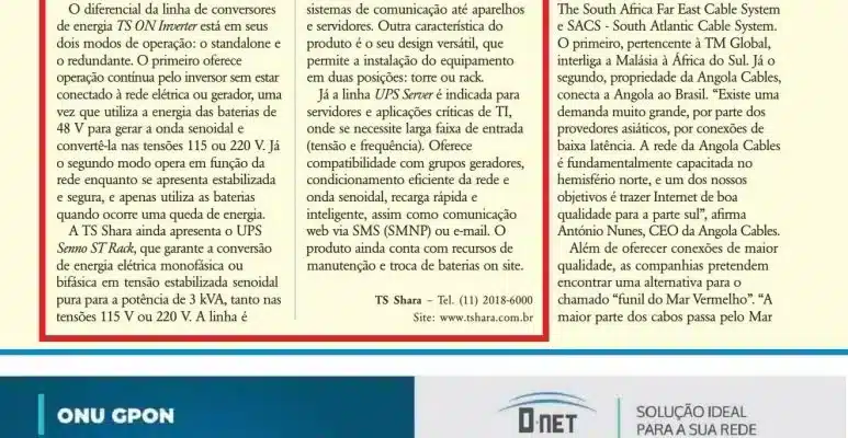 Noricia da revista RTI sobre a TS shara