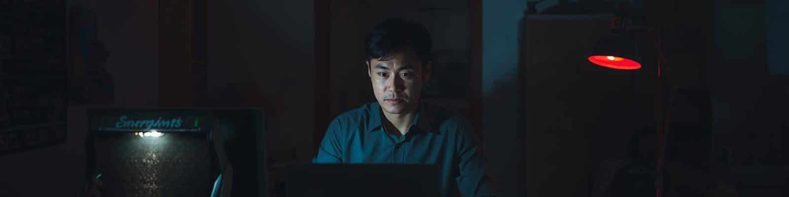 Pessoa trabalhando em home office em queda de energia