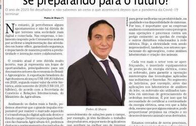 jornal "Empresas & Negócios" aborda a preparação do setor de agronegócio para o futuro, com foco na transformação digital e na Agricultura 4.0.