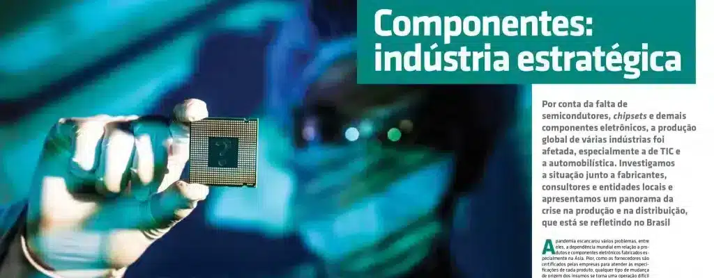 imagem é uma página de uma revista digital intitulada "Infor Channel", com uma matéria sobre a crise global de suprimentos.