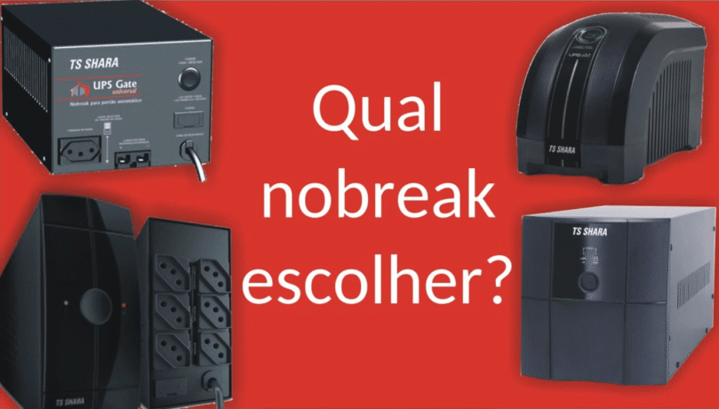 uma imagem ilustrativa com 4 nobreaks da TS Shara e a frase qual nobreak escolher