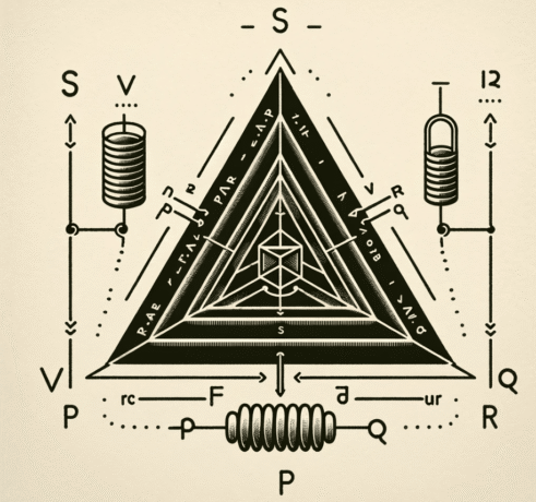 uma ilustração de um triangulo com potencia aparente