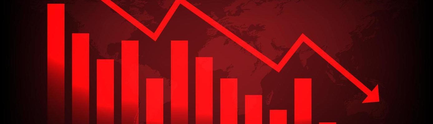 um gráfico vermelho em queda