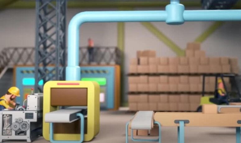 um desenho gerado por IA de uma fábrica