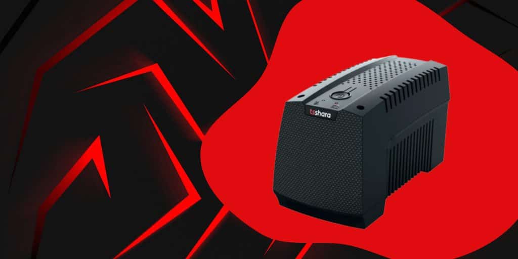 uma arte criada do nobreak mini da ts shara em um fundo preto e vermelho