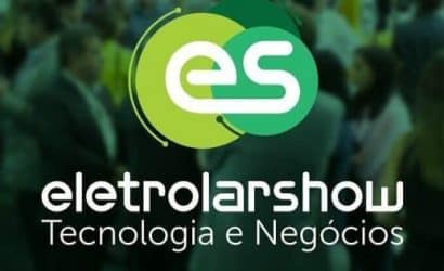 uma imagem da logo da feira de exposição de eletroeletronicos do brasil, a Eletrolar Show que é em tons de verde e branco