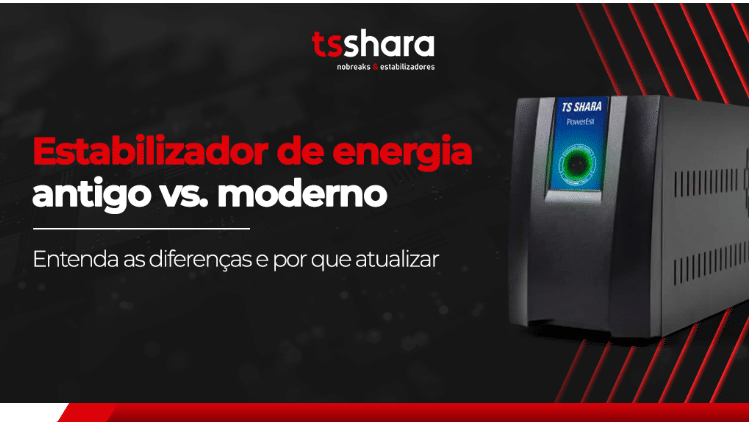 imagem de um estabilizador de tensão da ts shara com um fundo preto