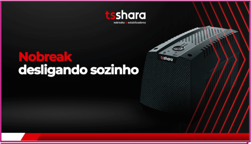 uma imagem de um nobreak pequeno da TS Shara em um fundo preto