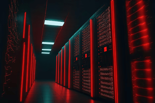 um corredor de data center
