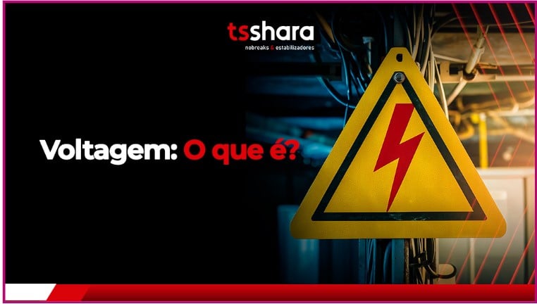 uma placa de alta voltagem, com um raio em vermelho na placa