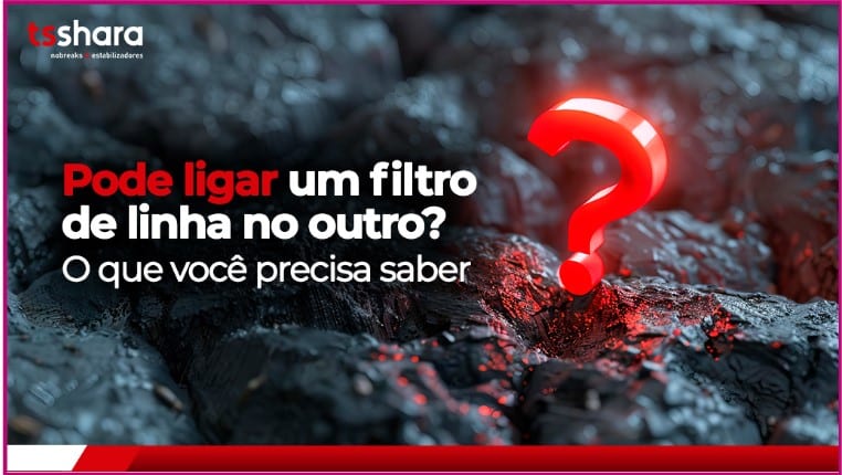 Ponto de interrogação vermelho com texto sobre filtro de linha.