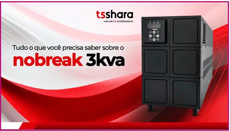 um nobreak de grande porte com fundo vermelho e branco