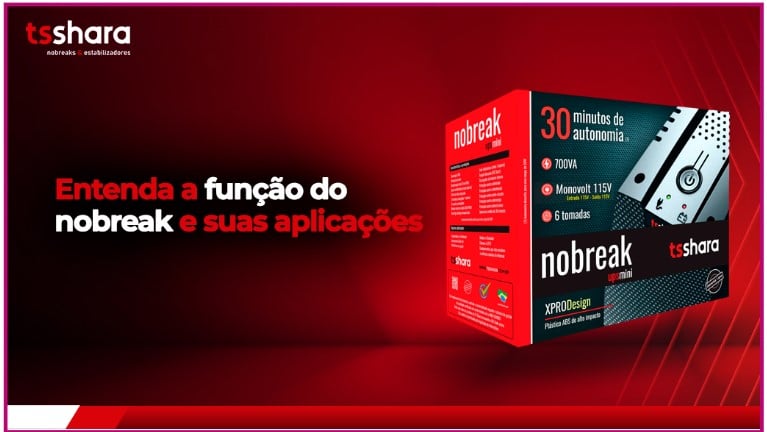 Caixa de nobreak TS Shara em destaque.