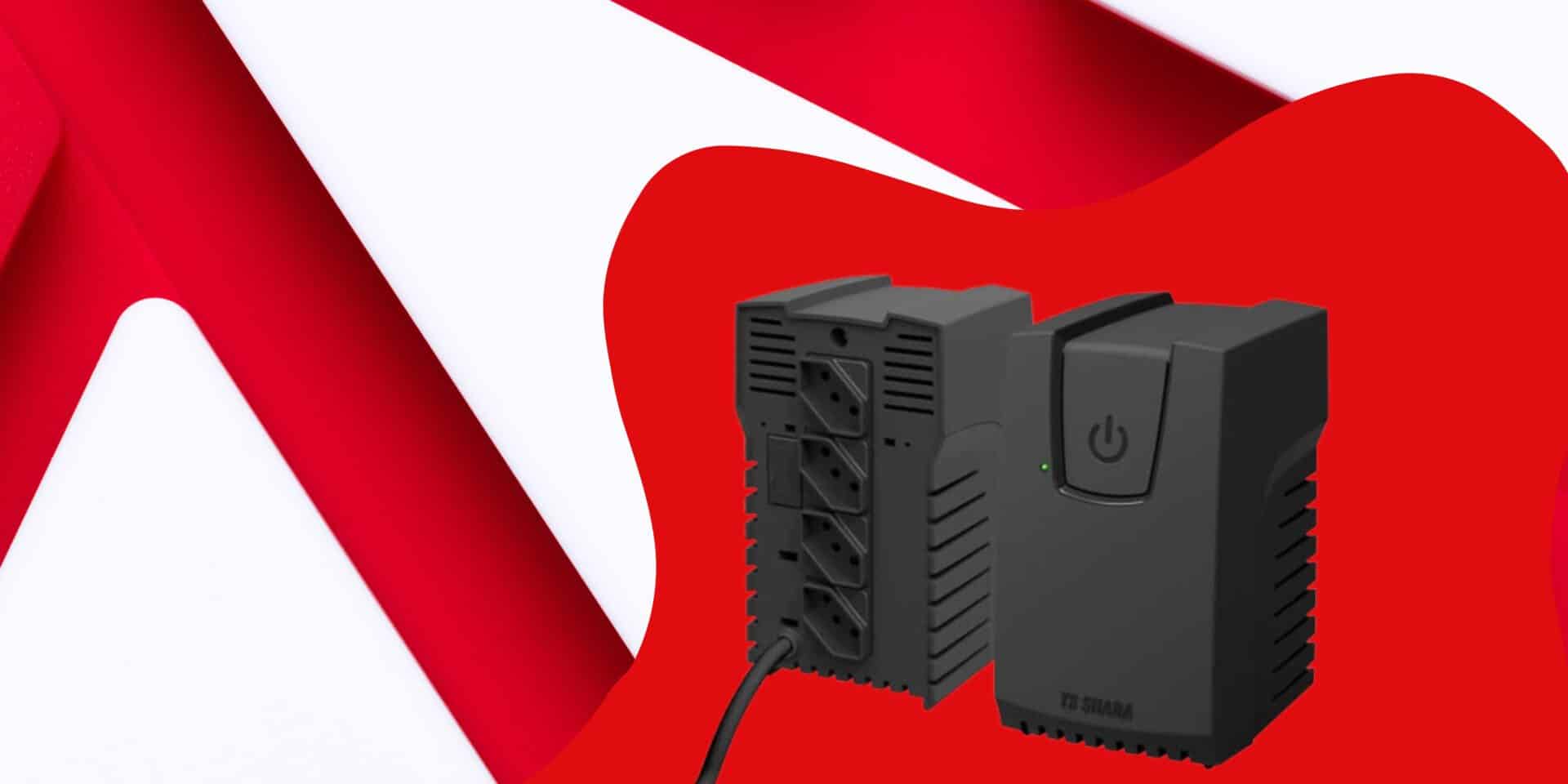 imagem de um estabilizador de frente e a traseira em um fundo vermelho e branco