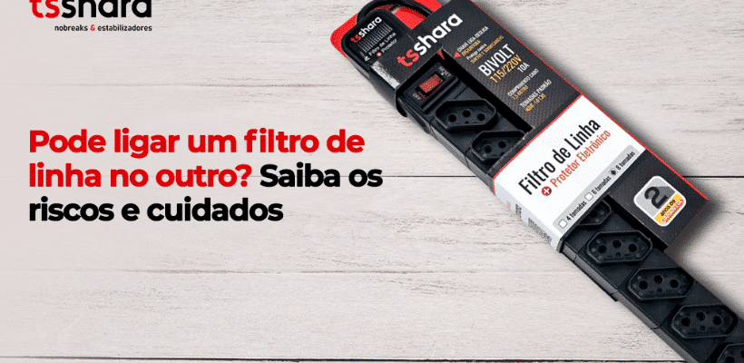 Filtro de linha da marca TS Shara com embalagem destacando proteção eletrônica e bivolt.