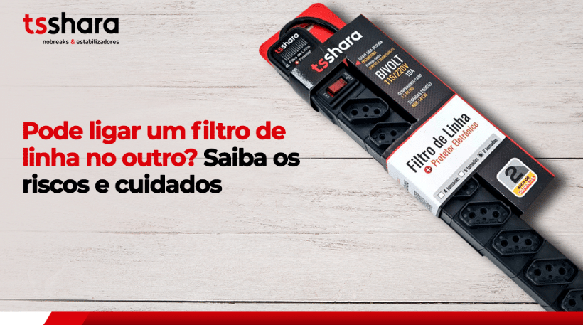 Filtro de linha da marca TS Shara com embalagem destacando proteção eletrônica e bivolt.