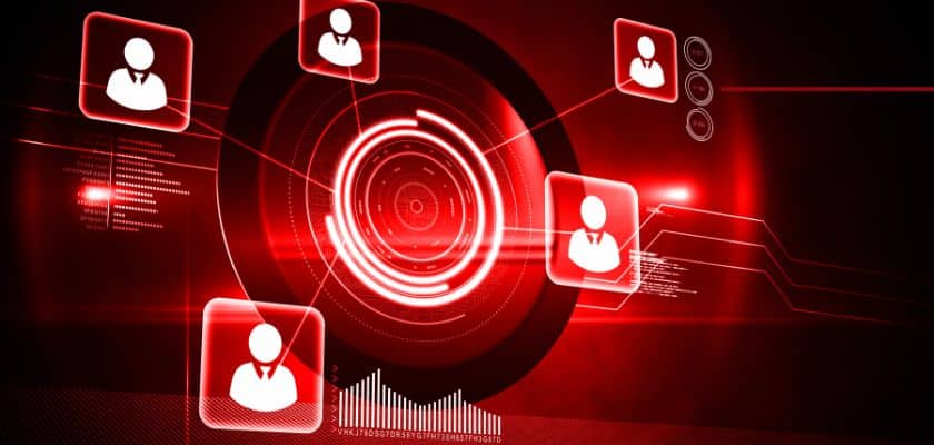 um fundo vermelho de tecnologia de dados