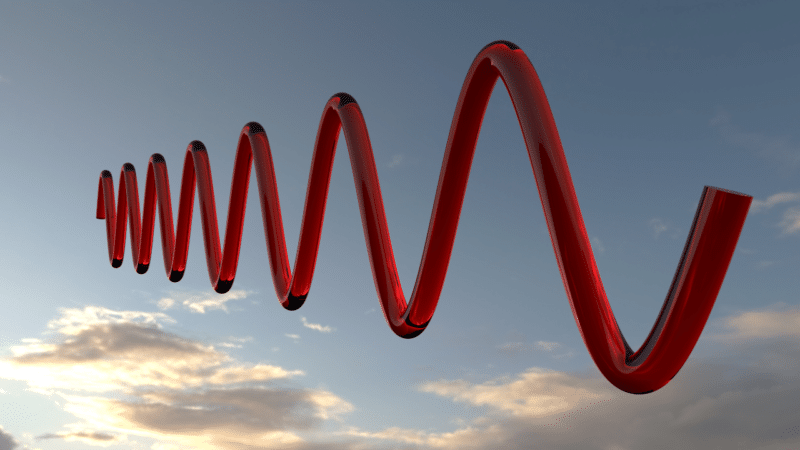 uma onda no formato senoidal na cor vermelha