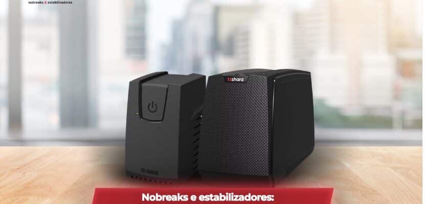 imagem de dois produtos da TS Shara, um estabilizador e um nobreak