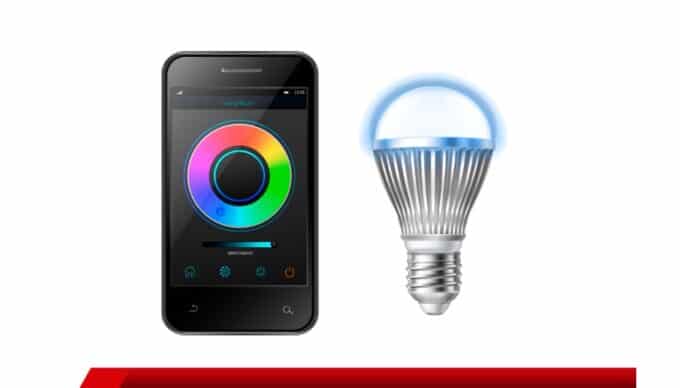 App de controle de lâmpada inteligente com ajuste de cores.