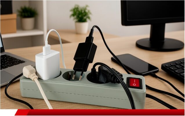 Filtro de linha com vários dispositivos conectados