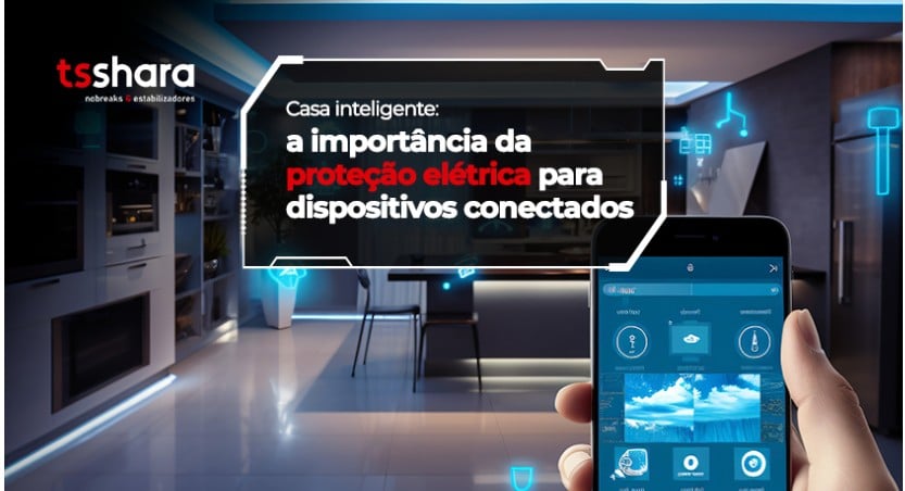 Casa inteligente controlada por app com dispositivos conectados.