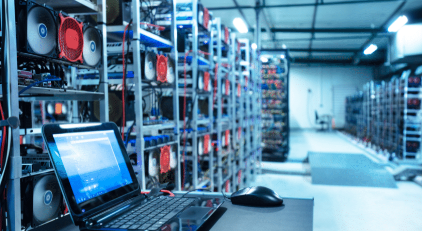 um data center grande em funcionamento