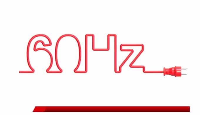 Ilustração de 60 Hz formado por cabo elétrico vermelho