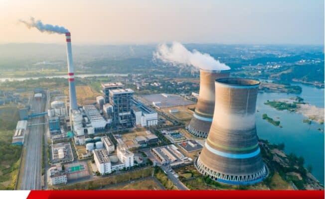 Vista aérea de usina termelétrica