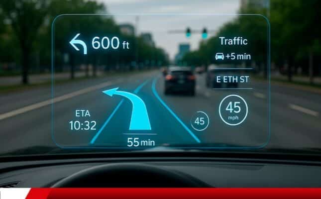 Navegação veicular com realidade aumentada no para-brisa