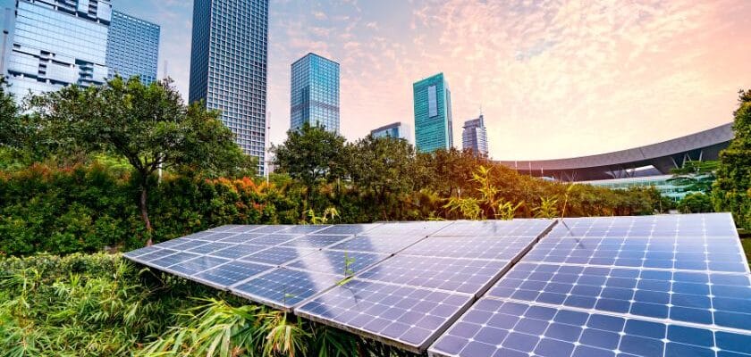 paineis solares pela cidade