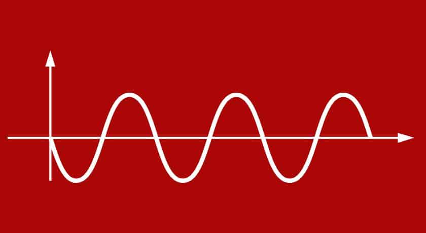 um eixo de onda senoidal branca com o fundo da imagem vermelho