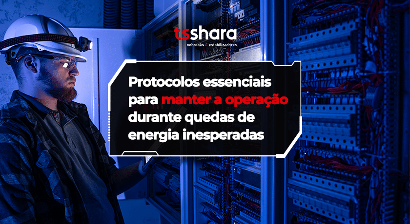 Profissional técnico analisa painel elétrico para evitar falhas durante quedas de energia