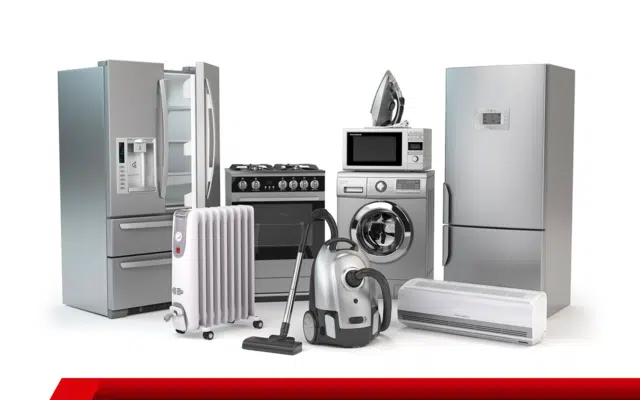 Eletrodomésticos de alta potência como geladeira, fogão e máquina de lavar.