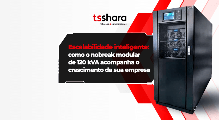 Nobreak modular de 120 kVA para ambientes corporativos.