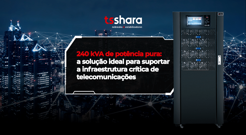 Nobreak de 240 kVA para suporte a sistemas de telecomunicações.