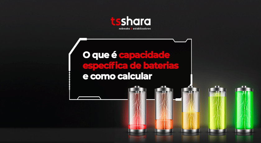 Ilustração de níveis de carga de baterias para explicar capacidade específica.