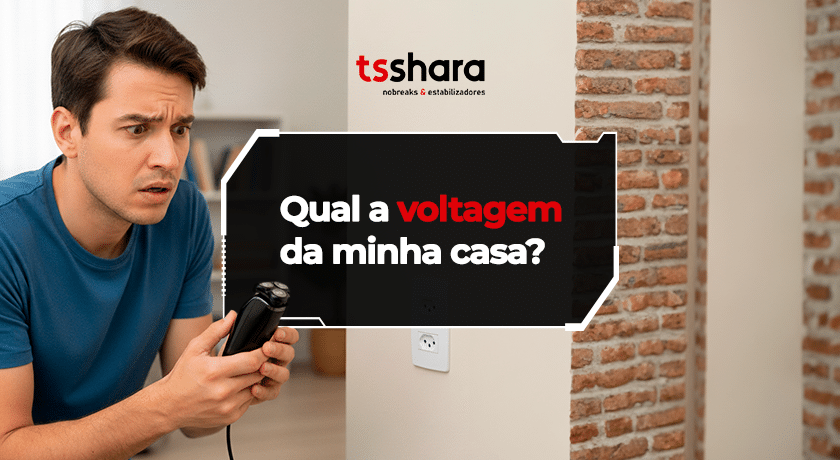 Pessoa verificando a voltagem da tomada residencial.
