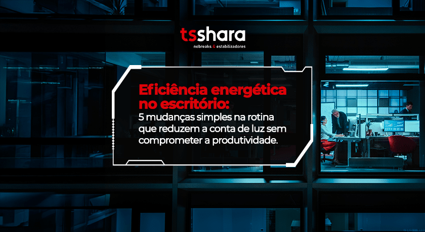 Arte sobre eficiência energética no escritório.