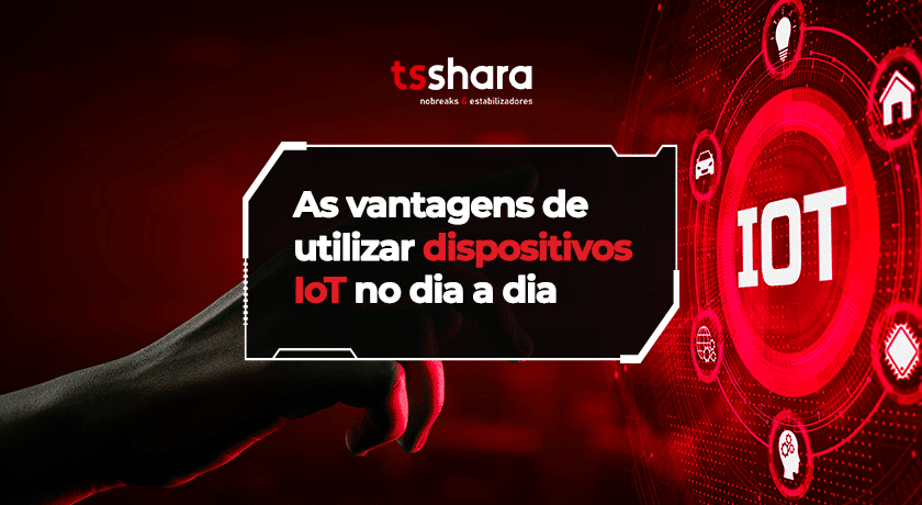 Arte da TS Shara sobre dispositivos IoT no dia a dia.