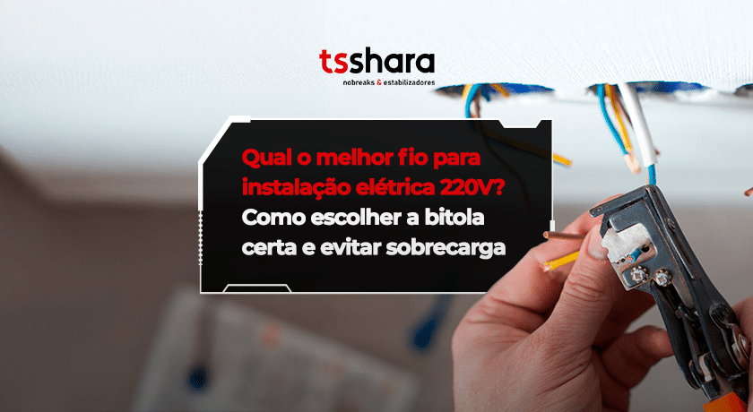 Instalação de tomada 220V com fios elétricos aparentes