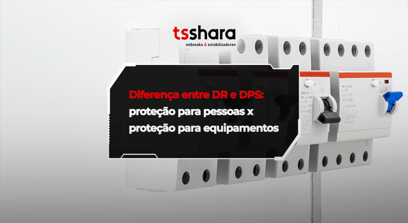 Dispositivos DR e DPS em quadro elétrico.