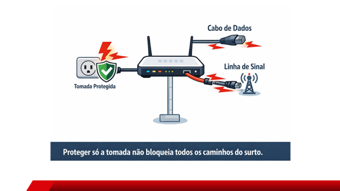 Ilustração mostra que proteger só a tomada não bloqueia todos os caminhos do surto.