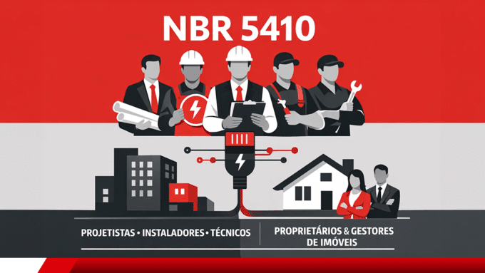 Profissionais e imóveis representando a aplicação da NBR 5410