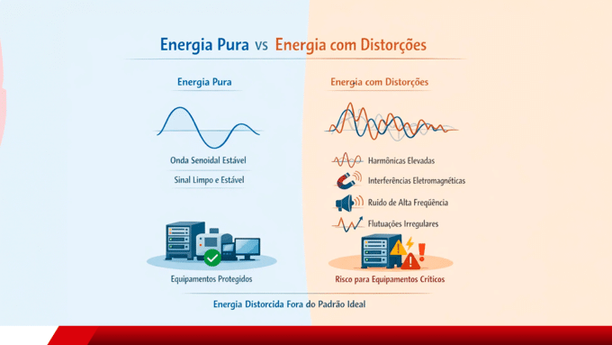 Comparativo entre energia pura e energia com distorções